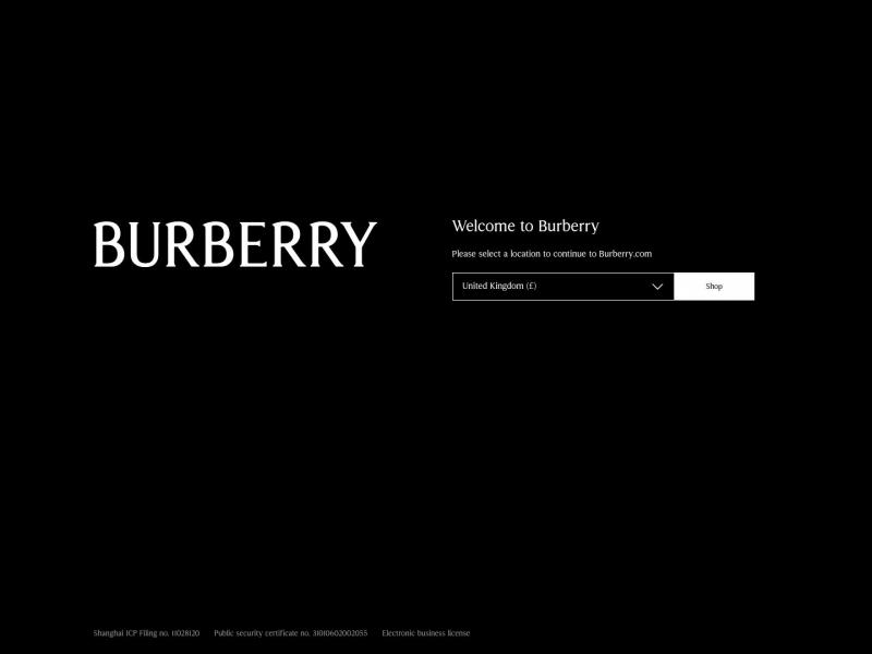 【博柏利】Burberry - Iconic British Luxury Brand - Select Your Location<b>※</b>2024年11月02日网站截图