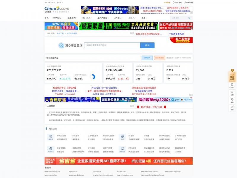 【SEO查询】站长工具 - SEO综合查询<b>※</b>2024年10月19日网站截图