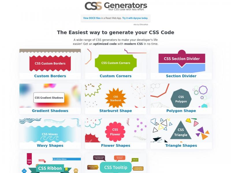 【CSS生成器】您的CSS代码不费吹灰之力<b>※</b>2024年05月11日网站截图