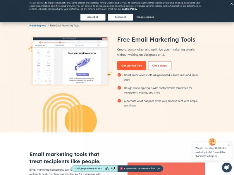 【HubSpot】免费电子邮件营销工具 | HubSpot<b>※</b>2024年11月06日网站截图