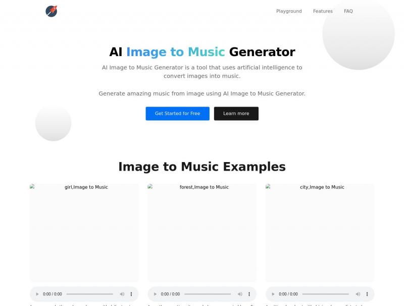 【AI 图片转音乐】免费、快速生成的AI图像到音乐生成器<b>※</b>2024年05月28日网站截图