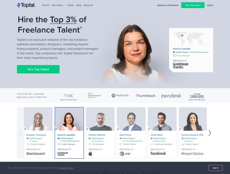 【toptal】Toptal - Hire Freelance Talent from the Top 3%<b>※</b>2024年11月07日网站截图