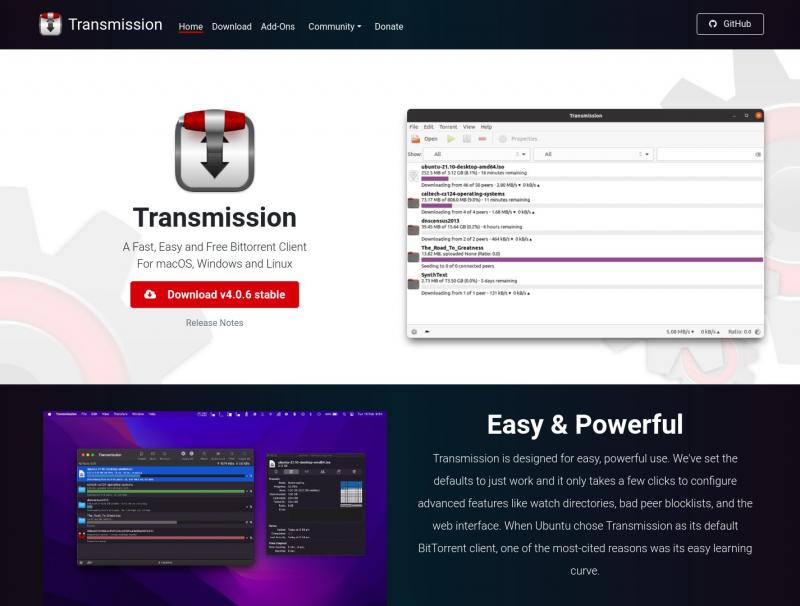 【Transmission】专为简单、强大的下载使用而设计<b>※</b>2024年07月21日网站截图